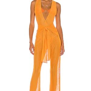 Brand new knit wrapped Vesta orange jumpsuit Camila Coehlo